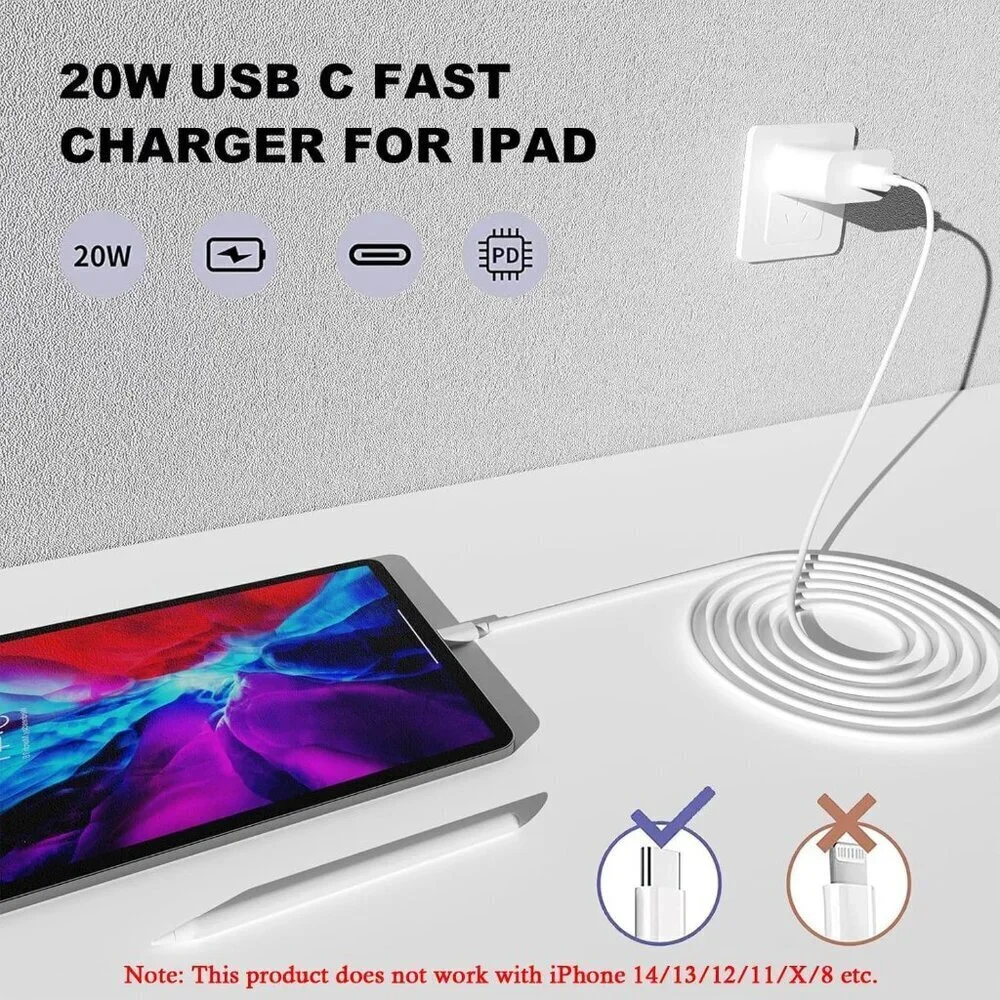 iPhone 17 16 15 Charger Fast Charging,2Pack 20W Apple iPad USB C Wall Chrager Bl